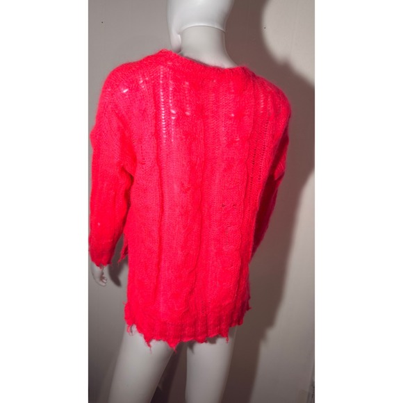 Anthropologie Mohair‎ Posey Stitchy Pink Pullover Sweater Wool Knit Sheer Soft - Picture 4 of 11